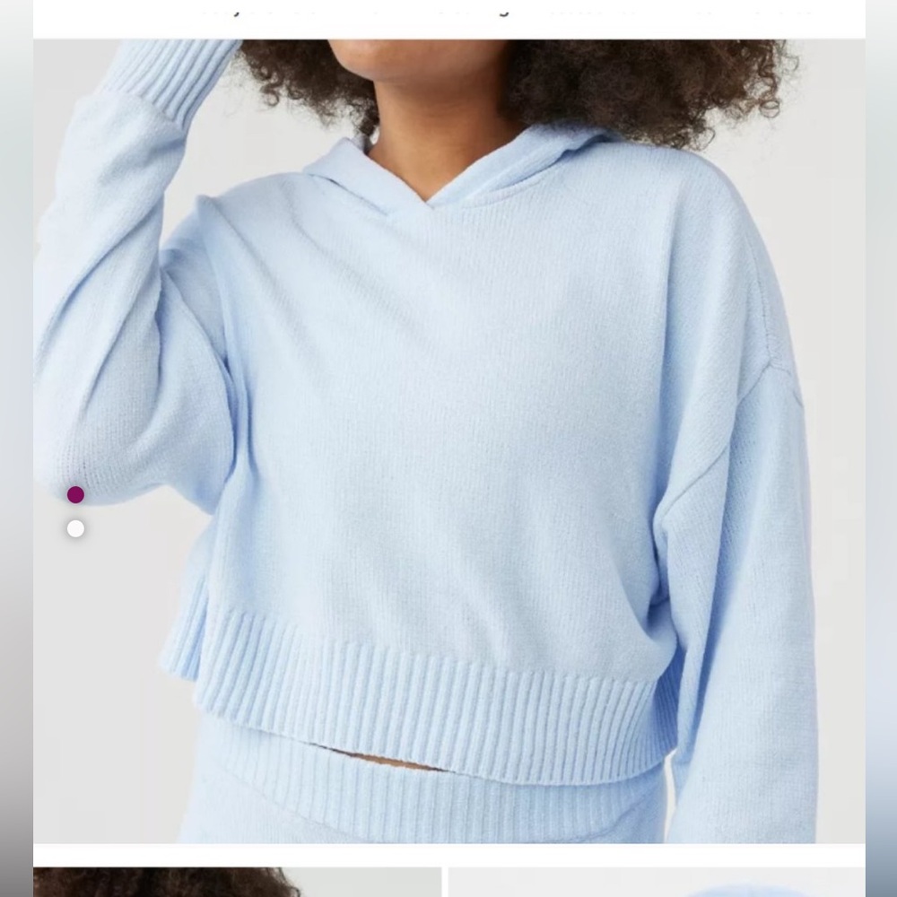 NWT Women’s Baby Blue Chenille Hoodie Sweater Aerie Offline Size Medium
